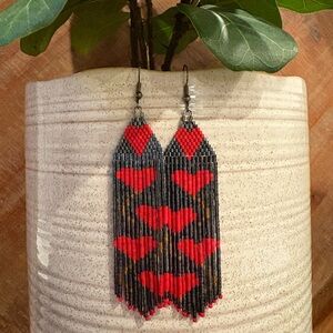 Beaded Heart Earrings